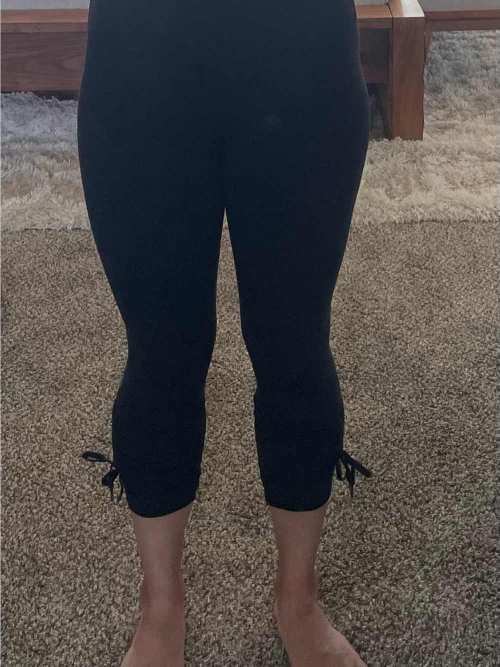 lululemon athletica Black Cropped Leggings with Ankle Ties